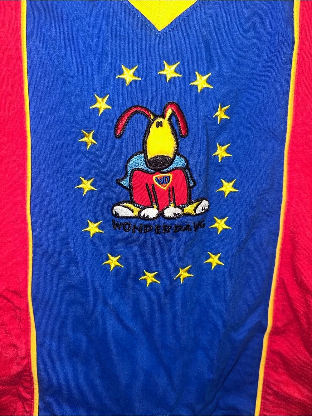 Vintage Y2K Simply Basic Wonderdawg Baby Romper 3-6M Embroidered Colorblock